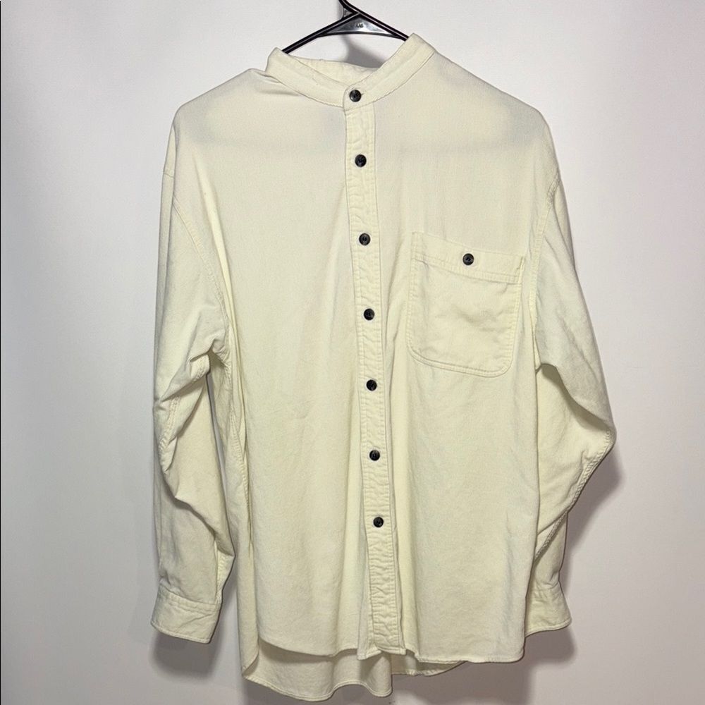 Men's Ivory Casual corduroy Button-Down Shirt
